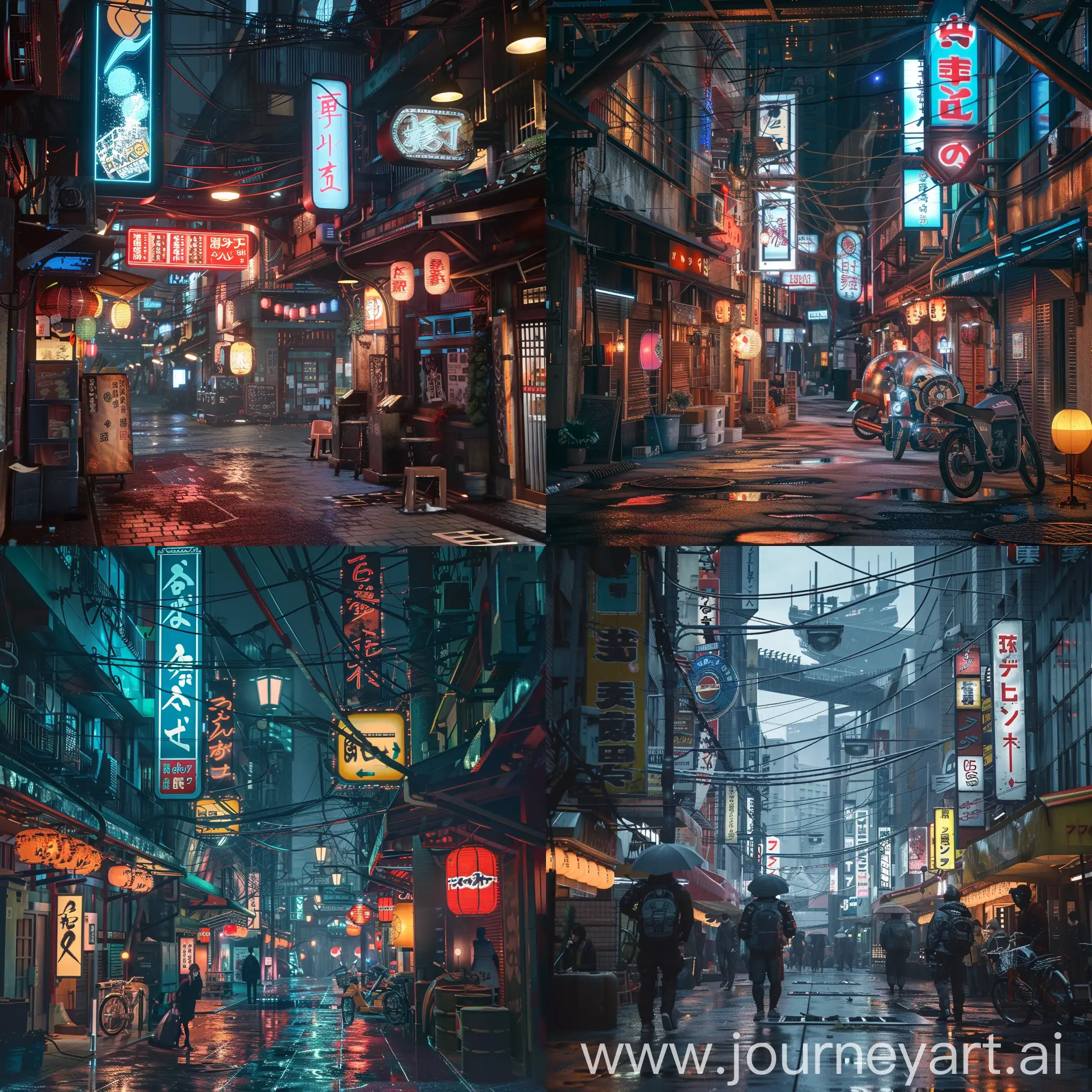 Futuristic-Cyberpunk-Scene-Vibrant-Edo-Old-City-Street-in-Japan