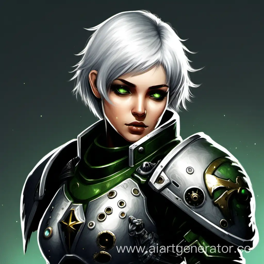 SilverHaired-Space-Marine-Girl-in-Gray-Armor-with-Dark-Green-Eyes