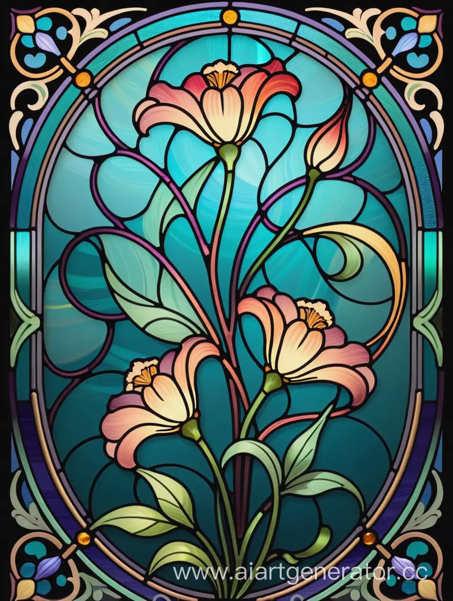 Elegant-Art-Nouveau-Stained-Glass-Floral-Ornament-Illustration