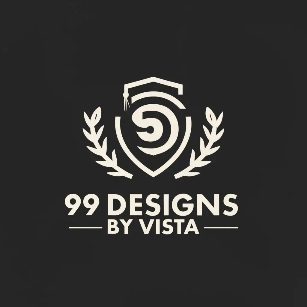 a logo design,with the text '99 designs by vista', main symbol:graduation hat, shield, laurel leaves,complex,be used in Education industry,clear background
