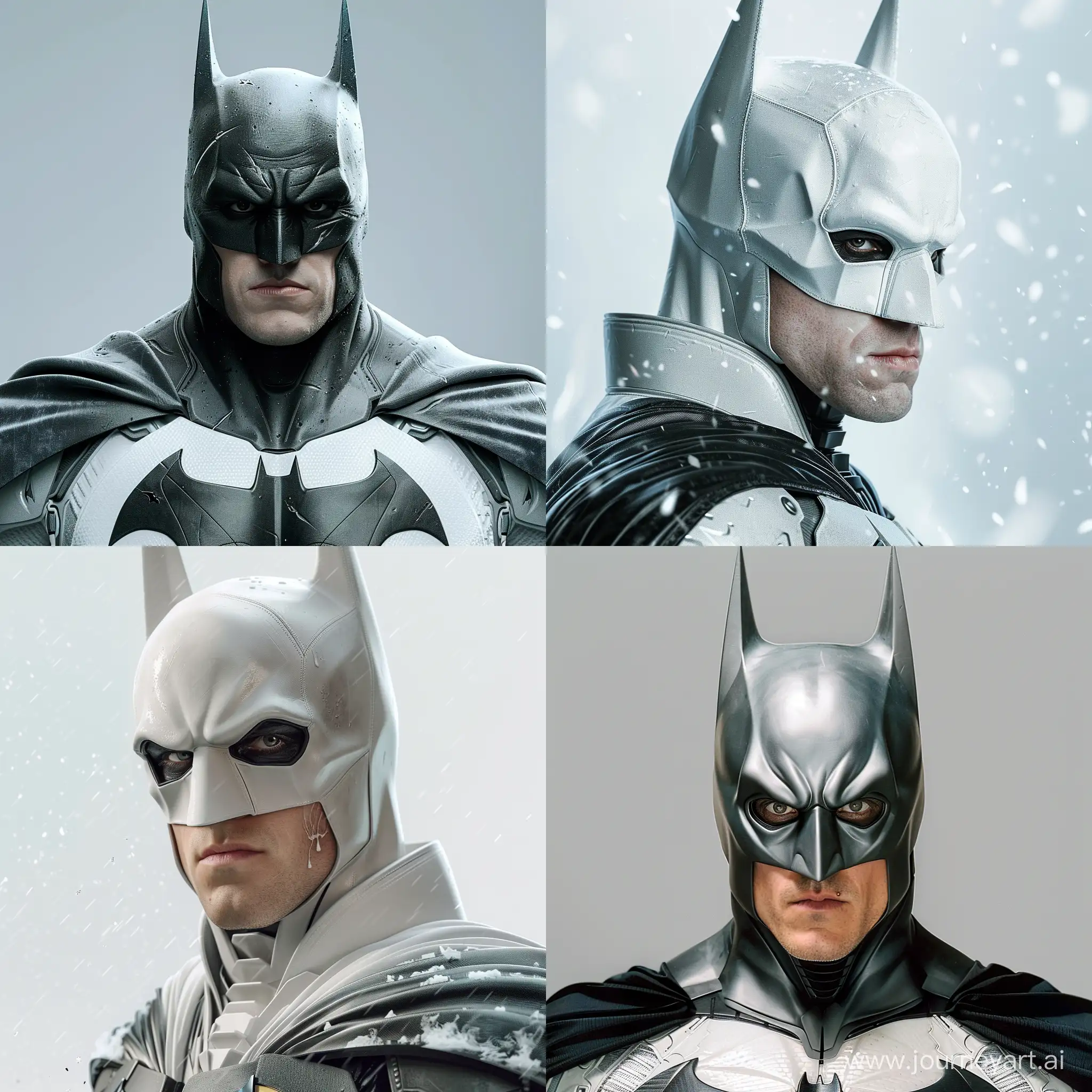 Christian Bale as Batman in White photorealistic movie 