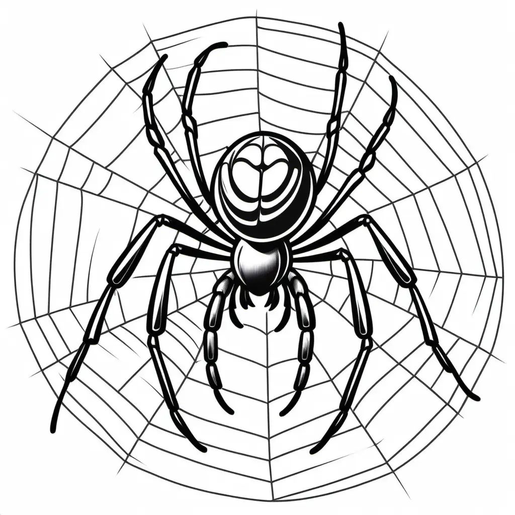 australian red back spider black outline with no infill cartoon image, childrens colouring book, stencil, no background, fine lines, black and white, friendly cartoon, lines only