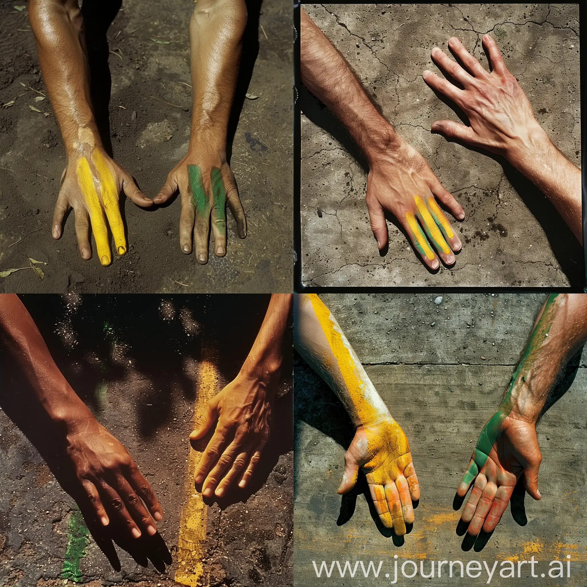 Hands-with-Colorful-Stripes-on-Opposite-Sides