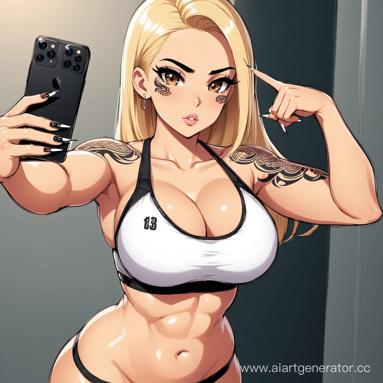 Mexican-AnimeInspired-Sporty-Blonde-in-Gym-Wear