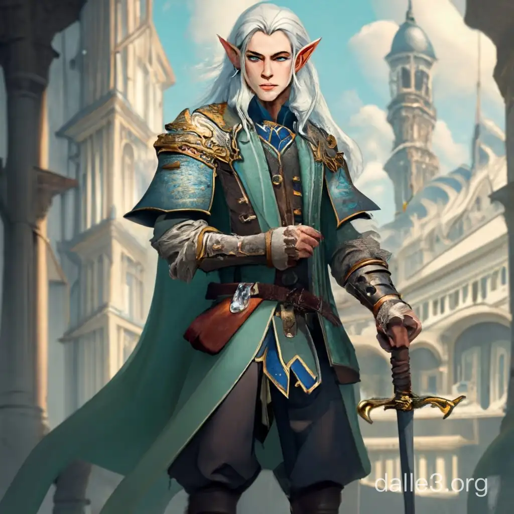 Elegant Male Elf with Rapier and Aristocratic Attire | Dalle3 AI