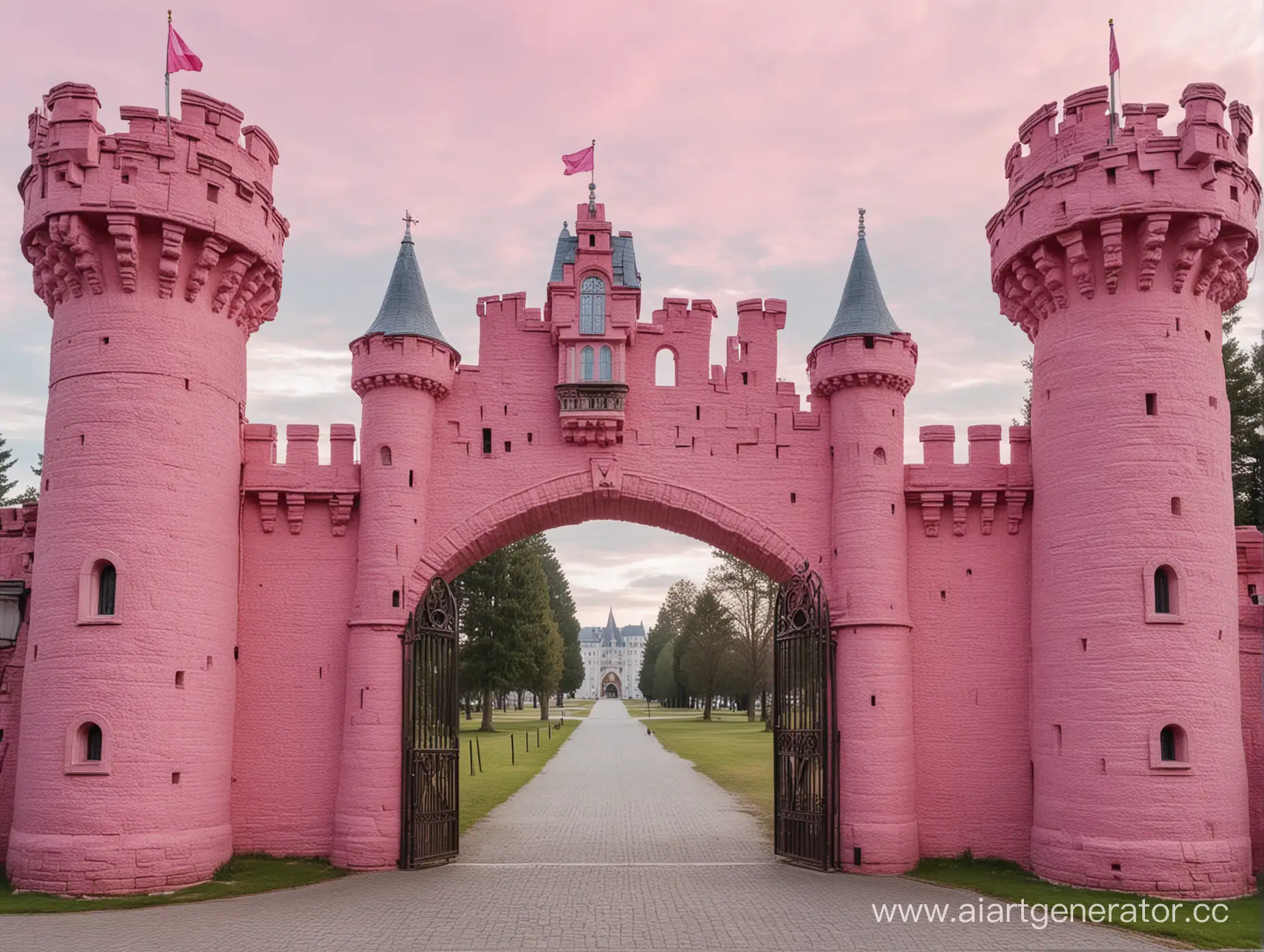 Enchanted-Pink-Castle-with-Grand-Entrance-Gate