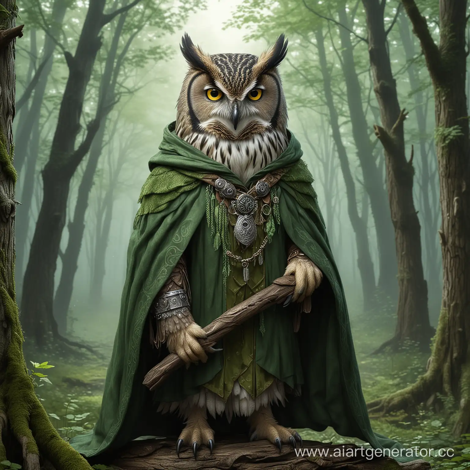 Mystical-Owl-Druid-in-a-Green-Cloak