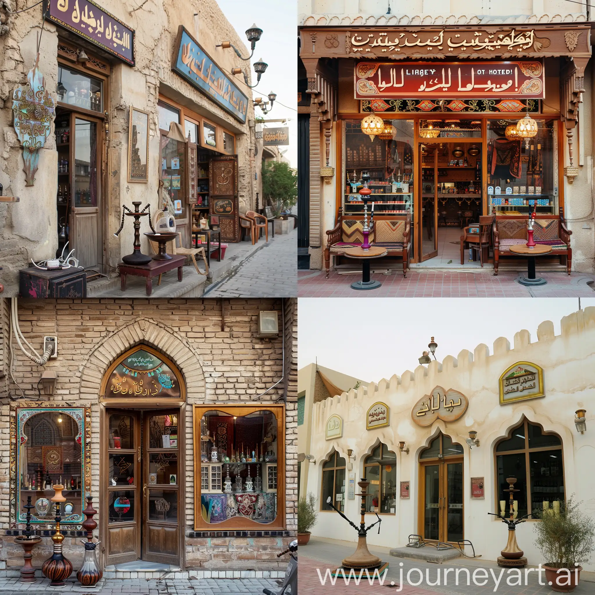 The exterior of a hookah and tobacco shop in traditional style