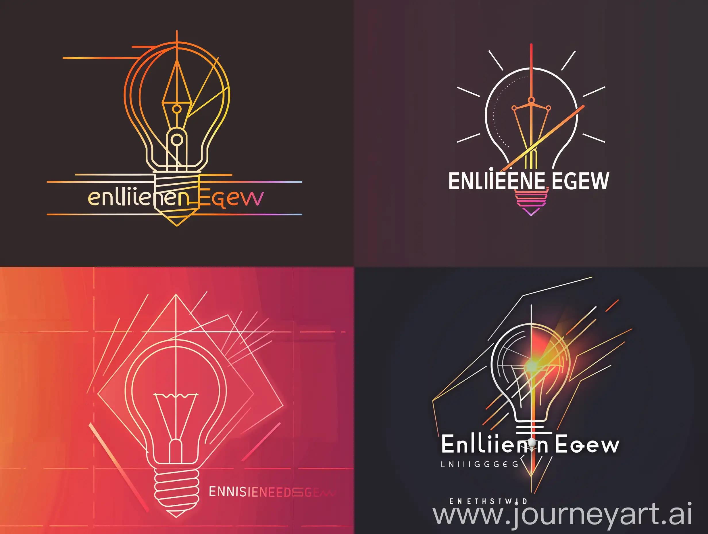 EnlightenEdge name Create a sleek, minimalist logo featuring a lightbulb (symbolizing enlightenment) with a sharp, modern edge or outline. You could incorporate geometric shapes or lines to represent the innovative aspect of the channel. Additionally, using gradient colors or subtle shading can add depth and visual interest to the logo.