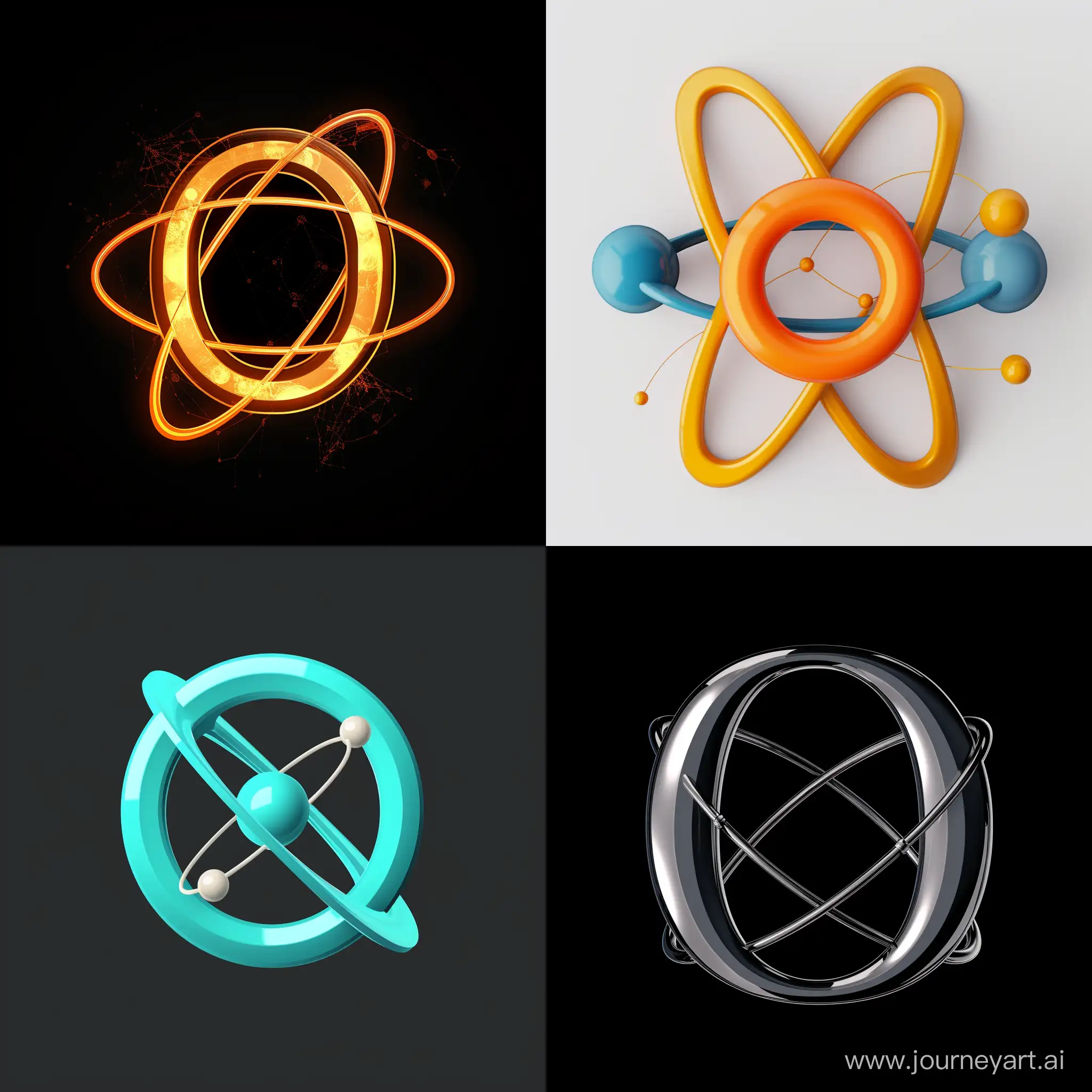 Letter O in the form of an atom, logo