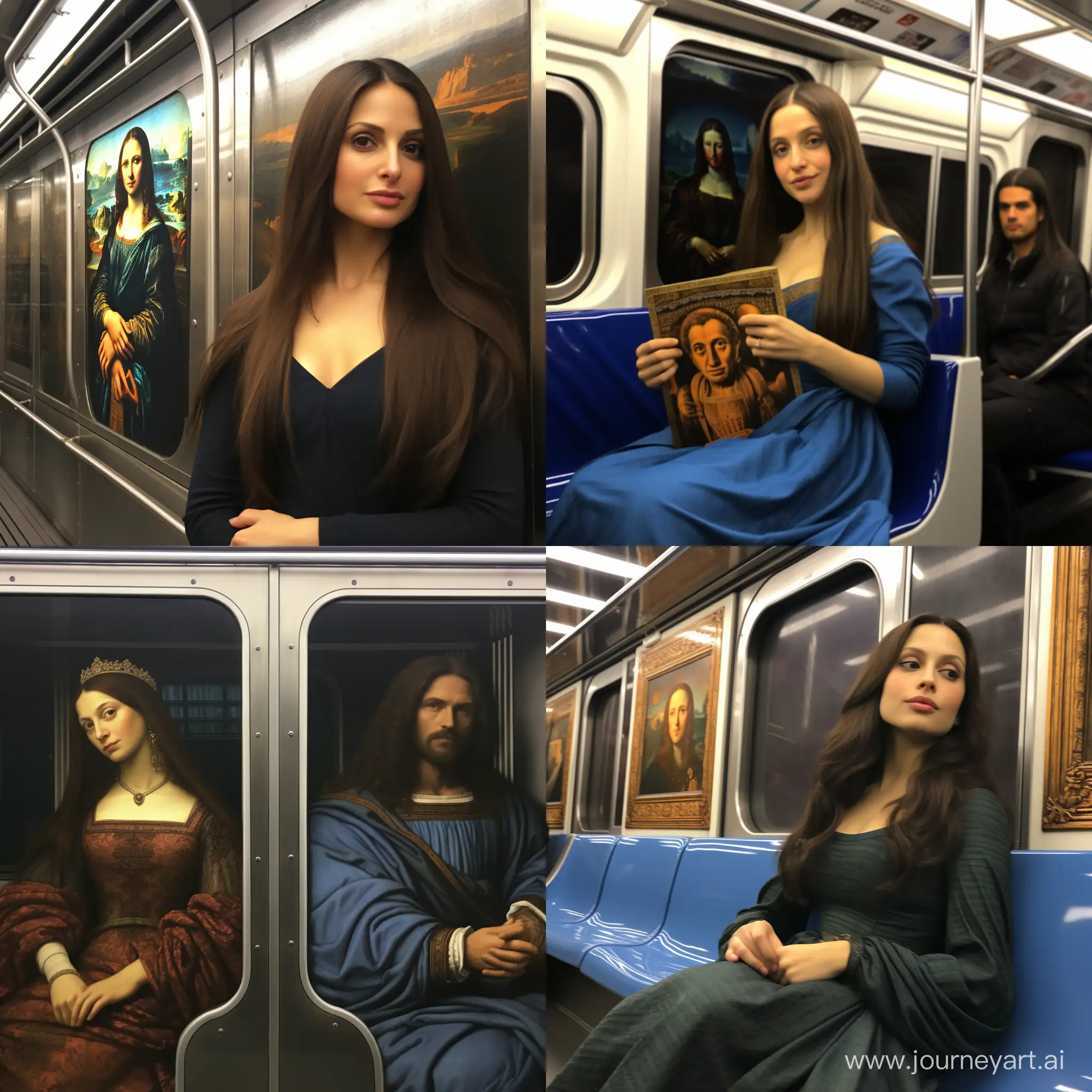 Leonardo-Da-Vinci-and-Gioconda-in-New-York-Subway-Car