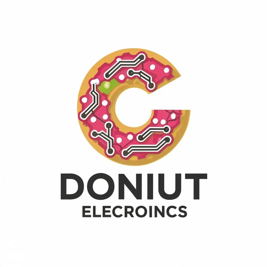 a logo design,with the text "Donut Electronics", main symbol:A donut/a printed circuit board/do not throw in trash bin,Moderate,be used in Technology industry,clear background
