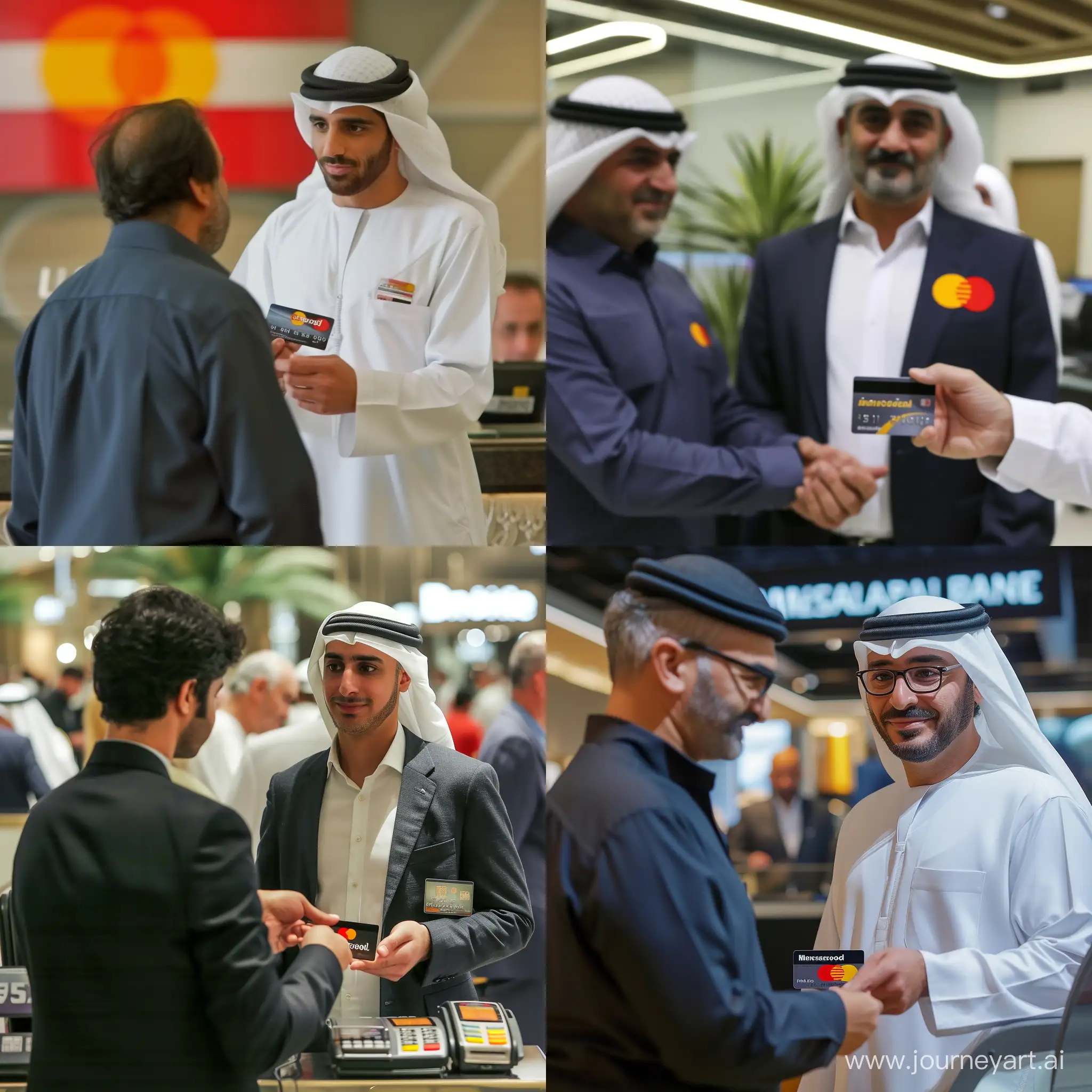 Bank-Employee-Presenting-Mastercard-Credit-Card-to-Gulf-Client