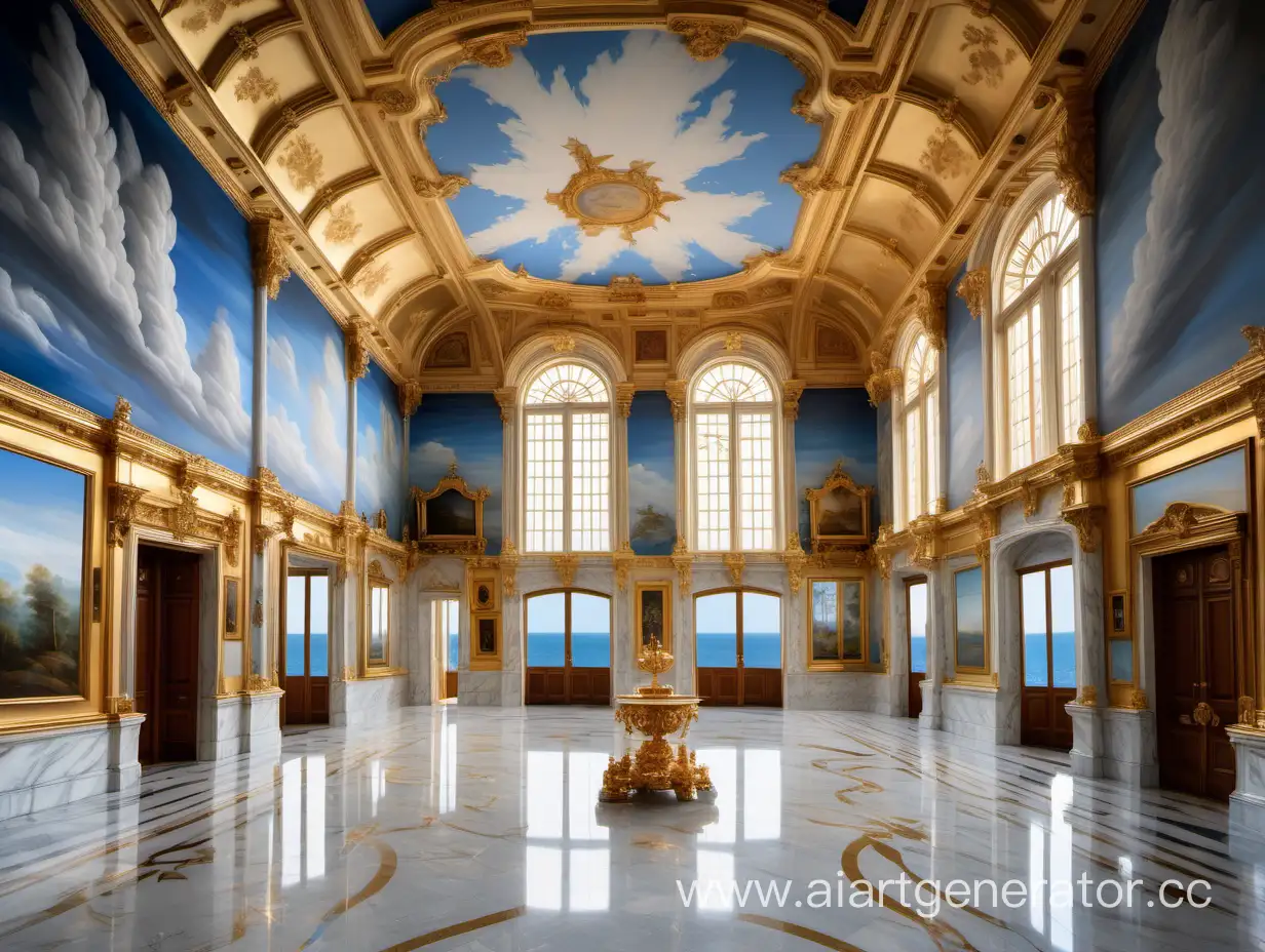 Elegant-Maritime-Inspired-Marble-Hall-with-Vaulted-Ceilings