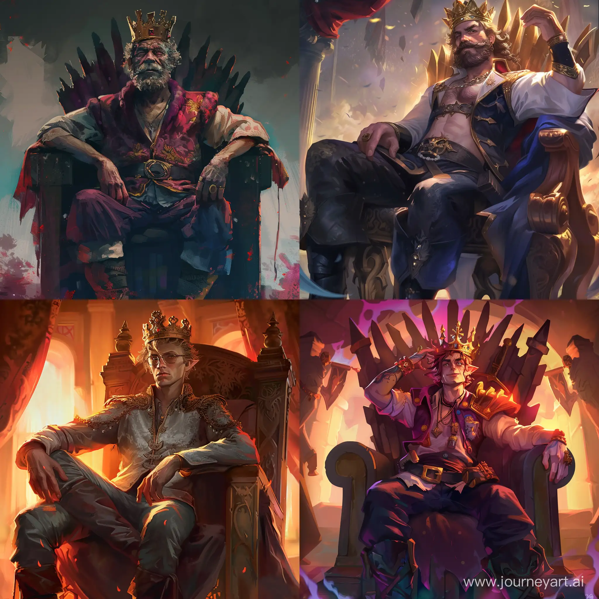 Create an image in which there will be a streamer Mellstroy, who sat on the throne like a king with a crown on his head, in a cool pose.