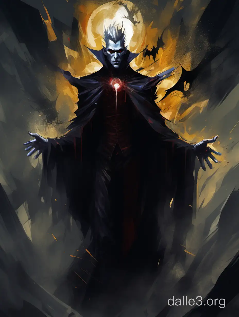 tarot card: an abstract expressionist painting of hyperion, lord of all vampires,  trending on artstation, digital painting, character concept art portrait, scary