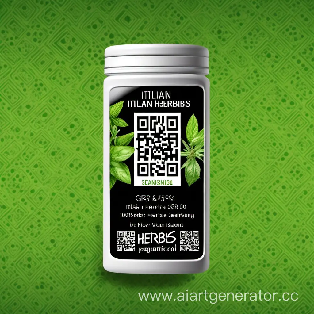 Italian-Herbs-Seasoning-Packet-with-QR-Code-on-Green-Background