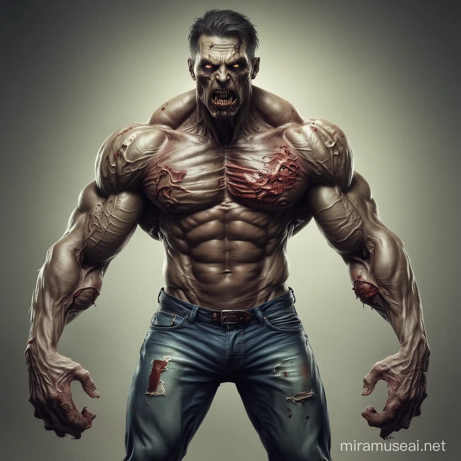 A zombie  with huge muscles   

