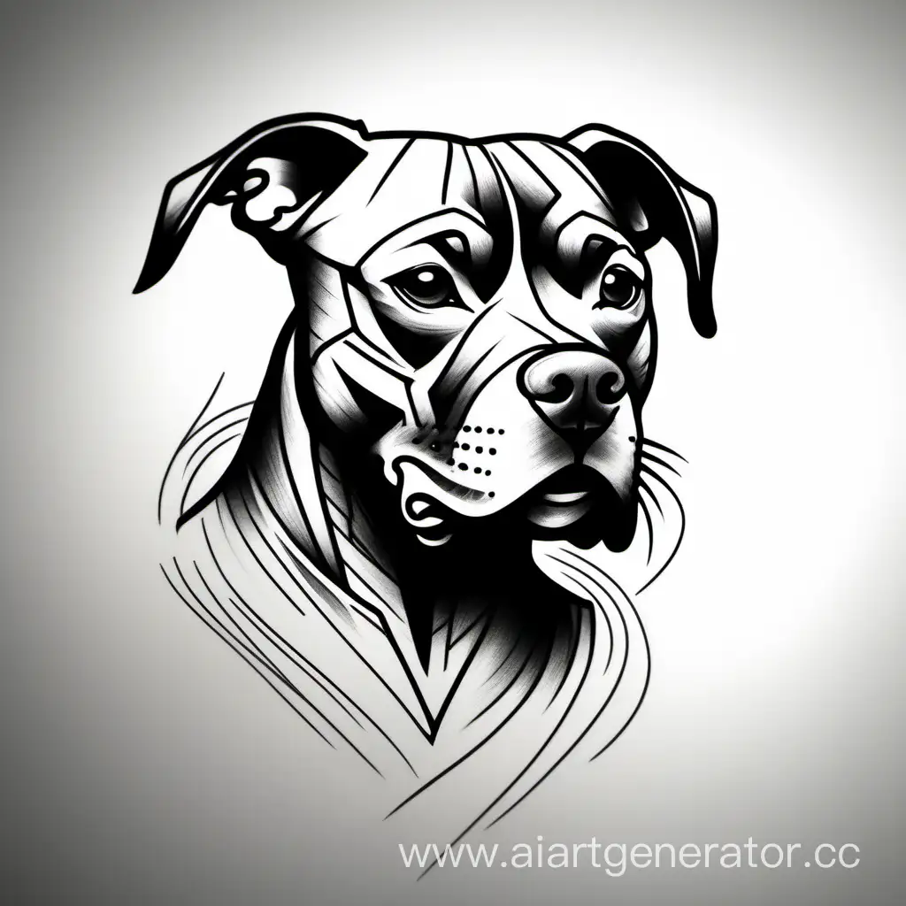 Sketch-Style-Black-and-White-Pitbull-Tattoo-Drawing