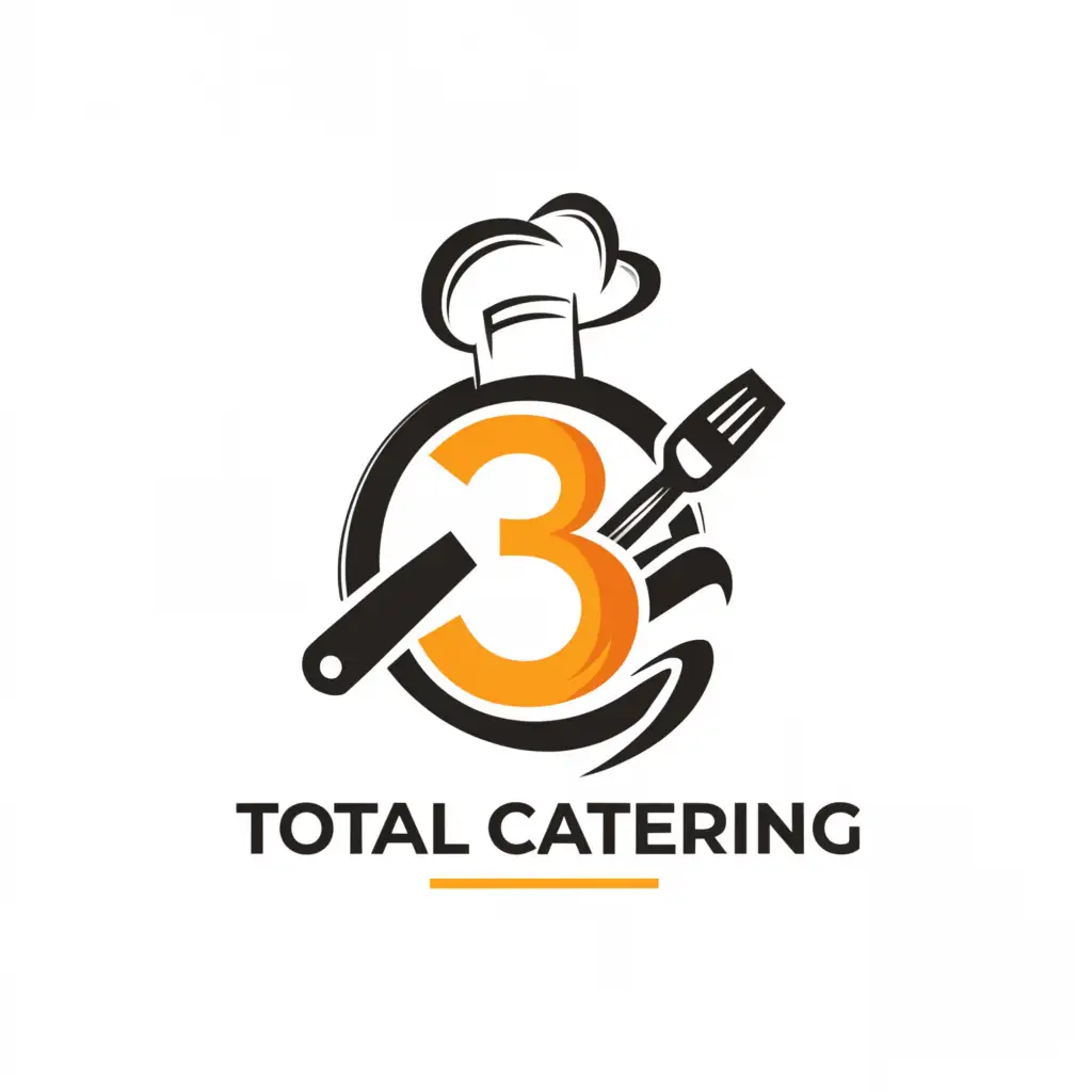LOGO-Design-for-3Cs-Total-Catering-Bright-Summer-Colors-with-Chef-and-Cooking-Elements