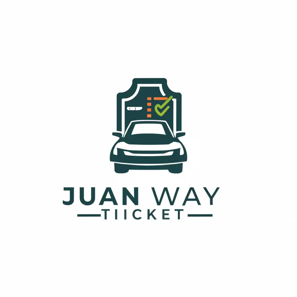 a logo design,with the text "JUAN WAY TICKET", main symbol:ticket,
traffic violation,
online payment,
drive,complex,be used in Technology industry,clear background
