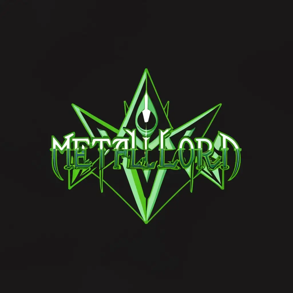 a logo design,with the text "Metall-Lord", main symbol:I would like to create a personal logo that would be stylized for the Necron faction (Necrontyr) from the Warhammer 40,000 universe. The main element of the logo should be the symbol of the Necrons, for example, an image of a crystal or other technological artifacts characteristic of this race. It is desirable to use colors typical for the Necrons: black, silver, green, or blue, to reflect their cold and technological appearance.

At the bottom of the logo, the text "Metall-Lord" (with a capital letter at the beginning of each word) should be written, which is a name or nickname. Please make sure that the text is readable and fits well with the overall style of the logo.

I would like the logo to look epic and impressive, reflecting the power and technological superiority of the Necrons. Please consider the characteristics and aesthetics of the faction when creating the logo. Attached images of the Necrons can serve as inspiration for the design.,Сложный,be used in Другие industry,clear background