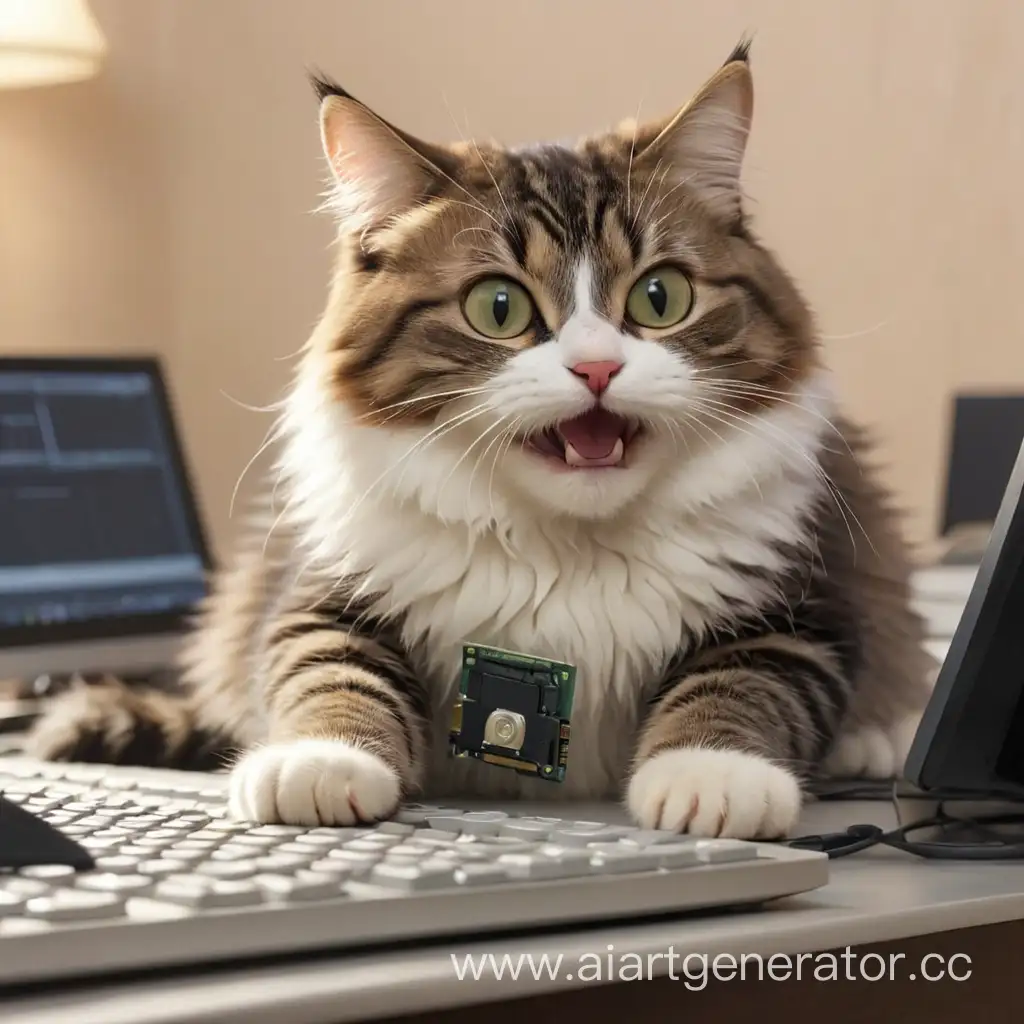 Amusing-Feline-Typing-on-Computer-with-Spinning-Hard-Drive