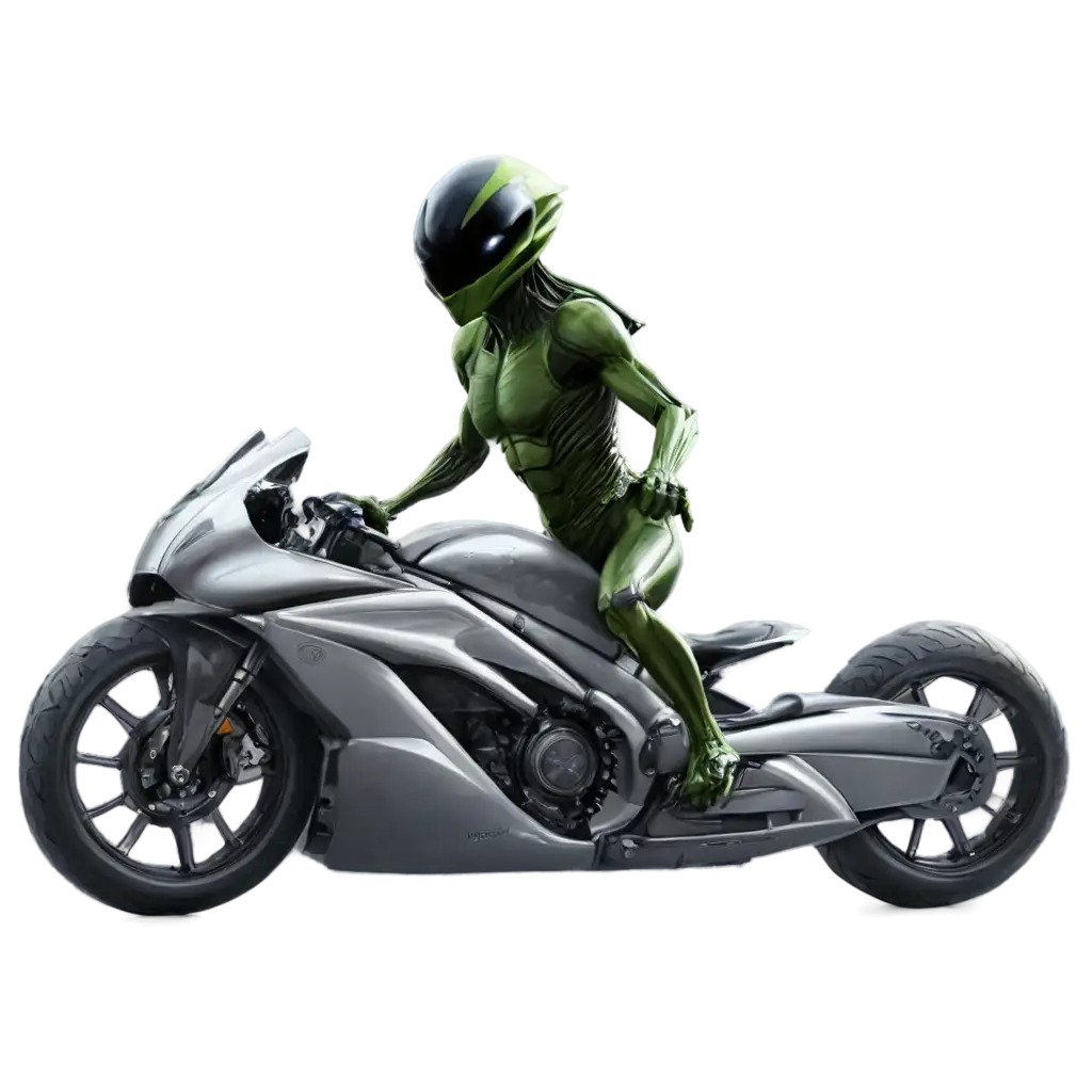 Alien riding on motorcycle "Viper"