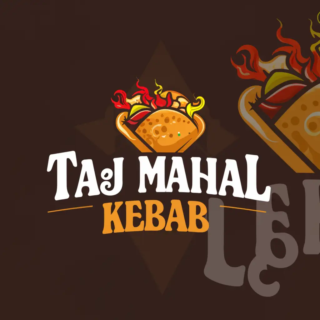 a logo design,with the text 'taj mahal kebab', main symbol:kebab tacos,Moderate,be used in Restaurant industry,clear background