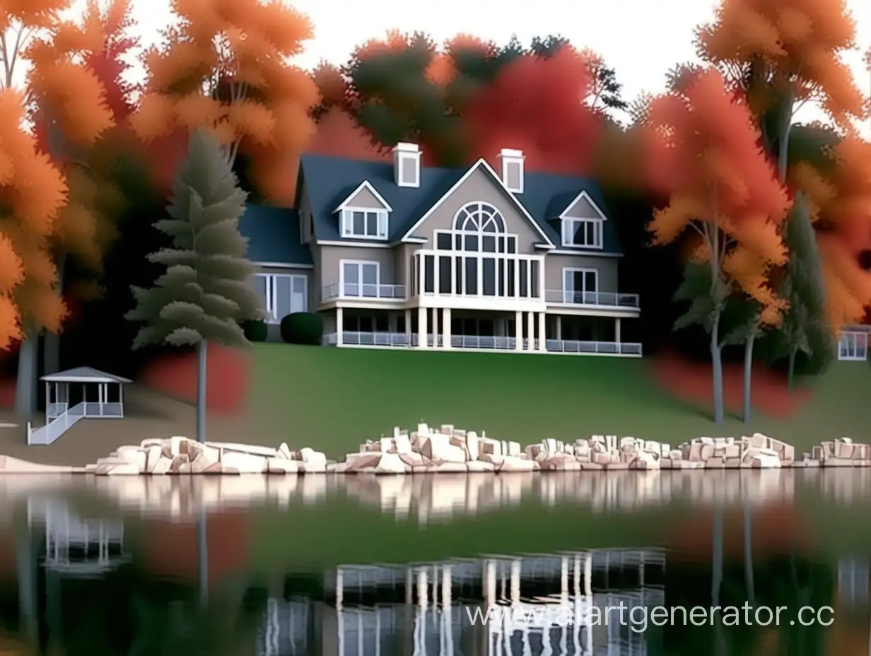 Дом красивый на берегу озера