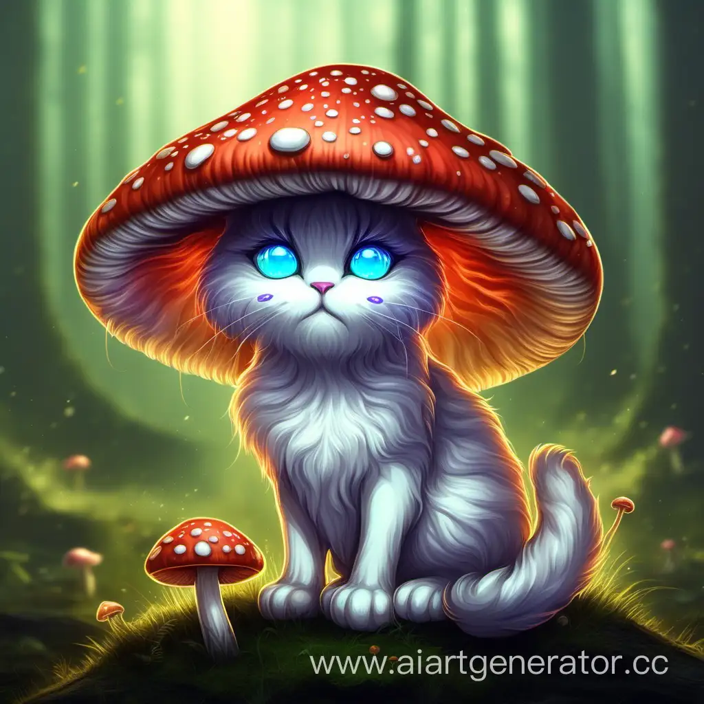 Enchanting-Fantasy-Mushroom-Cat-Art