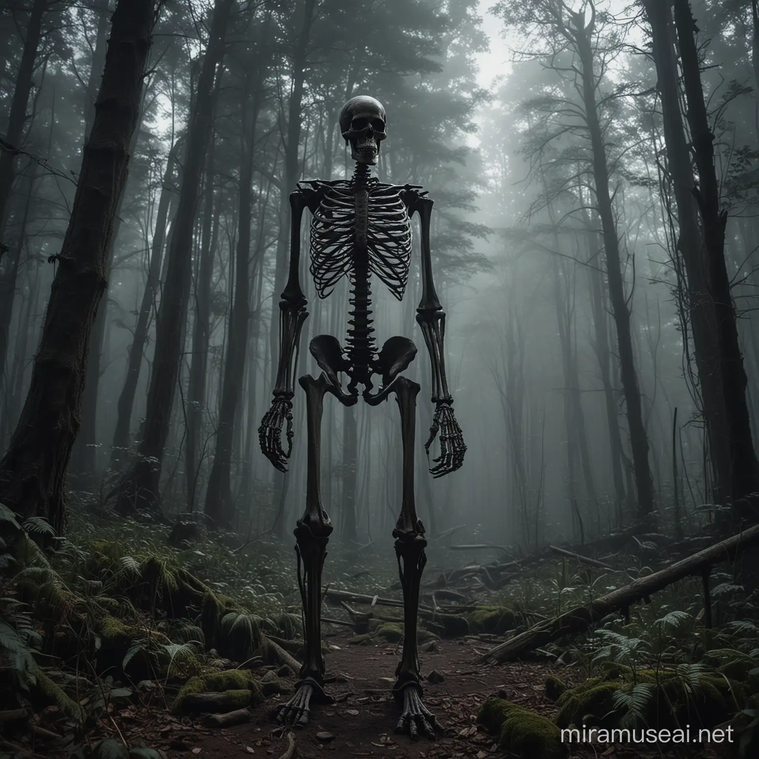 Giant Skeleton of Ad Dark and Mysterious Forest Encounter