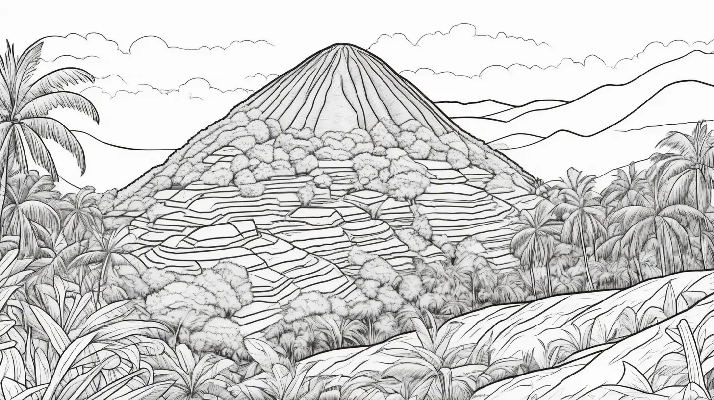 Serene Coloring Page Chocolate Hill Landscape in the Philippines