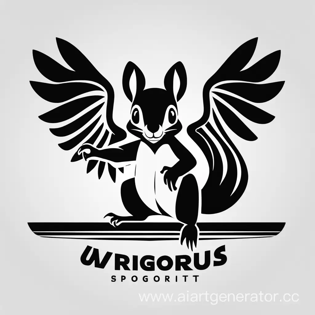 Monochromatic-Wingorus-Logo-Featuring-a-Playful-Squirrel