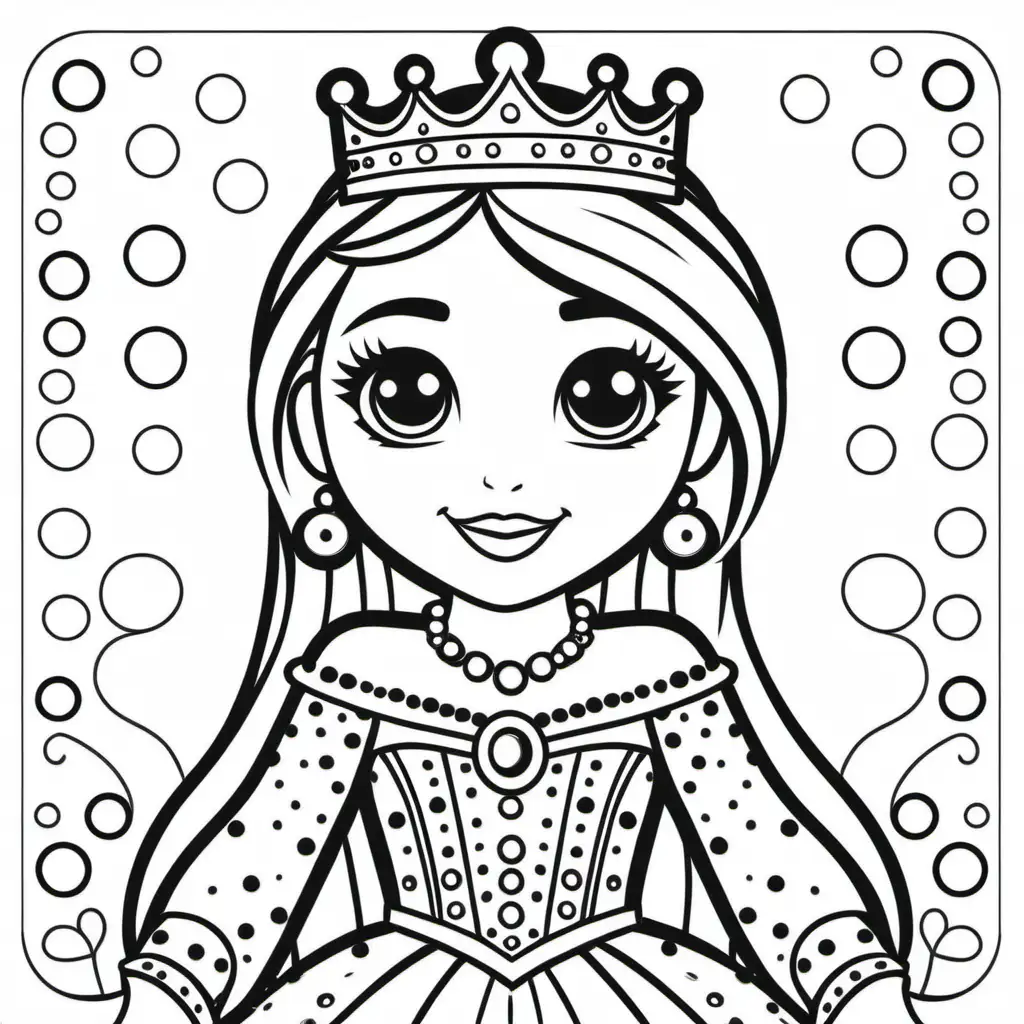 simple coloring book for kids,cartoon style dot to dot activity image princess holding black and white, no grey, thick lines, no shading --9:16--vr5