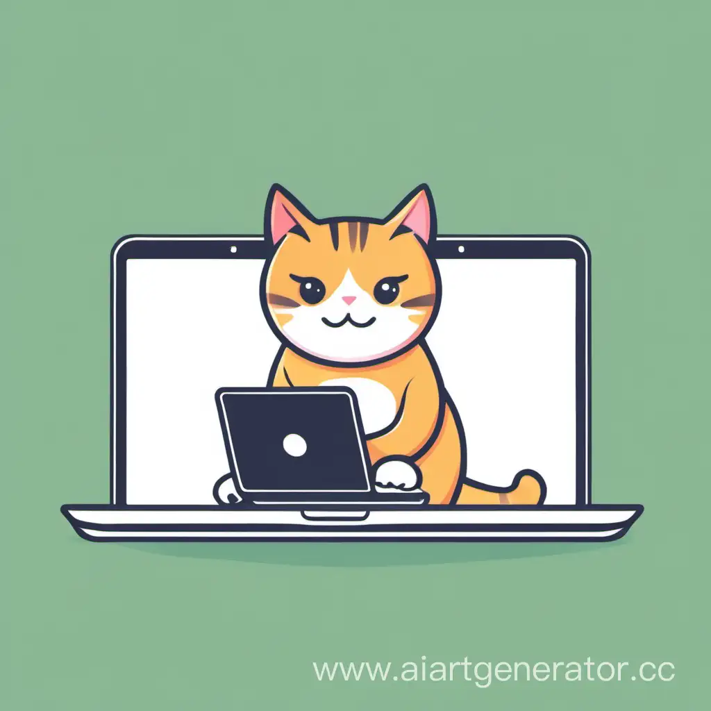 кот с ноутбуком простой дизайн для сайта