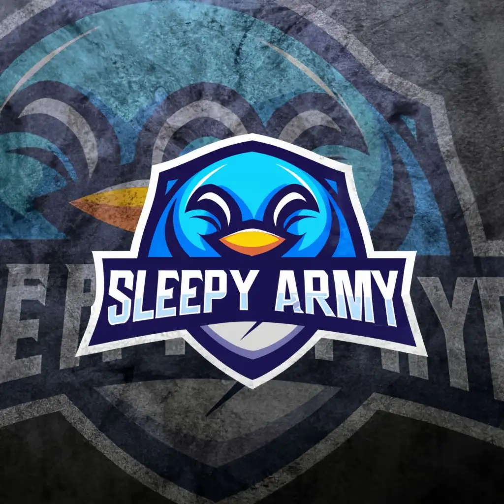 a logo design,with the text "SLEEPY ARMY", main symbol:PENGUIN SLEEP EMBLEM ESPORT,Moderate,clear background