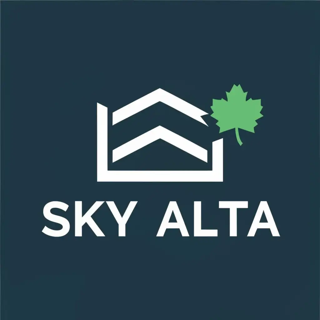 logo, structure, sky, maple leaf, with the text "SkyAlta", typography, be used in Construction industry