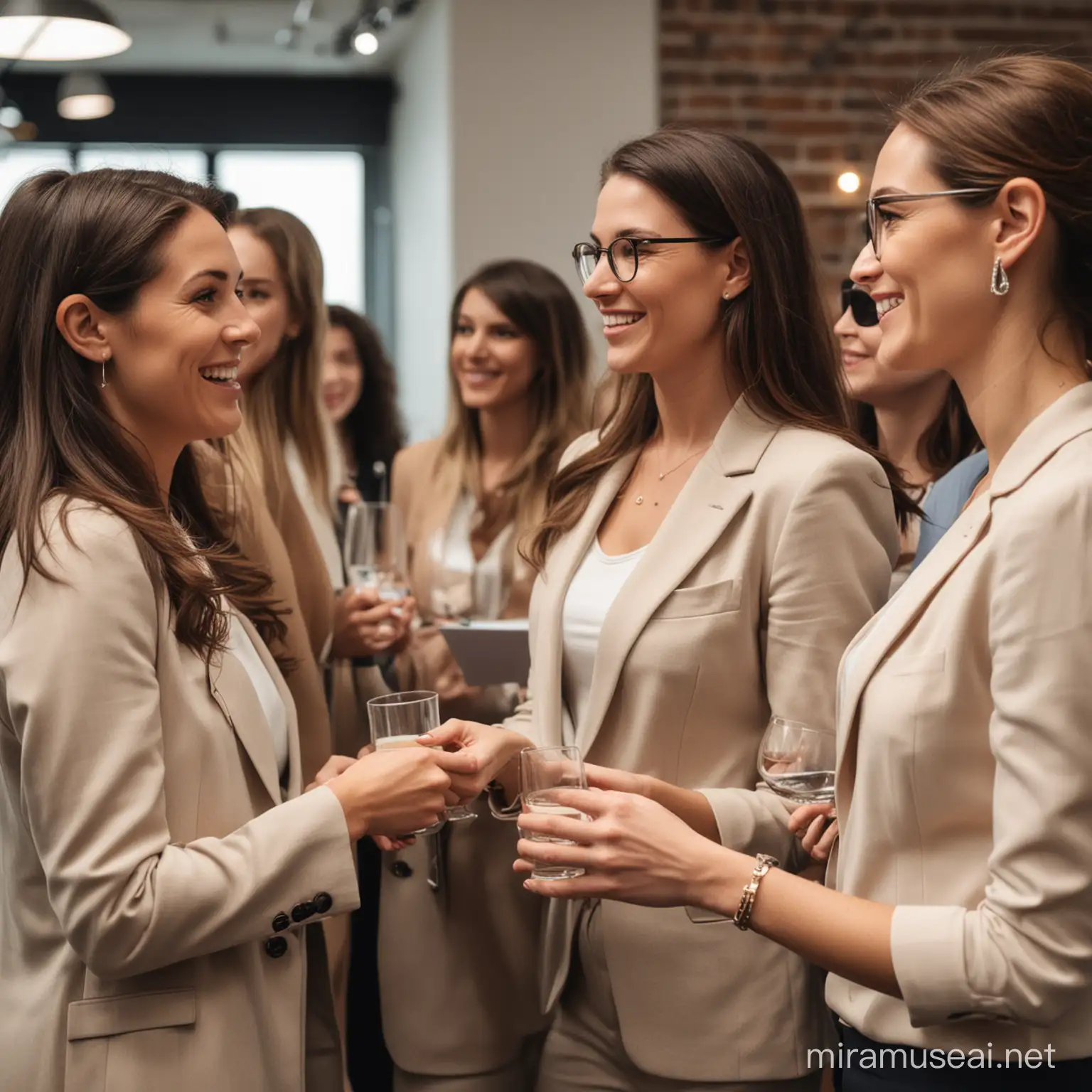 Generate a realistic image of a networking event for female founders.