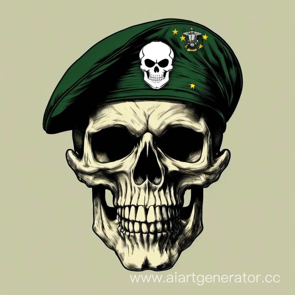 Skull-with-Military-Beret-Symbolic-Tribute-to-Fallen-Soldiers