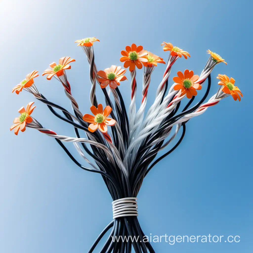 Techinspired-Floral-Arrangement-UTP-Cable-Bouquet-Floating-in-Sky