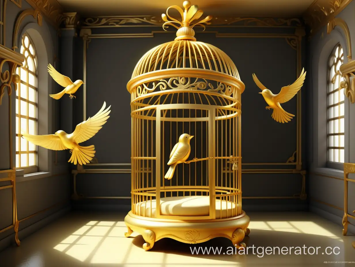 Luxurious-Golden-Bird-in-a-Gilded-Cage-Room