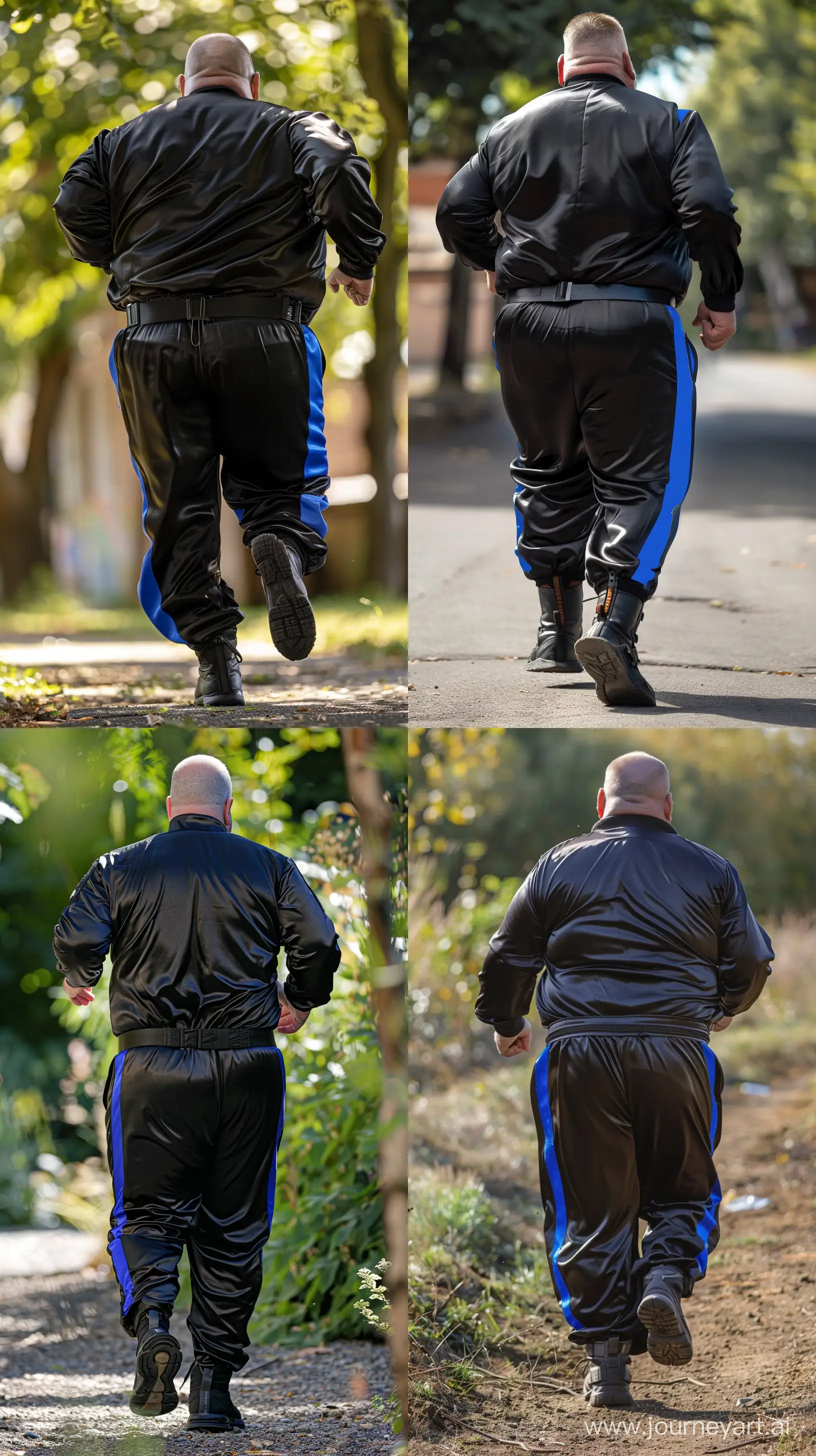 Elderly-Man-Jogging-in-Stylish-Silk-Tracksuit-Outdoors