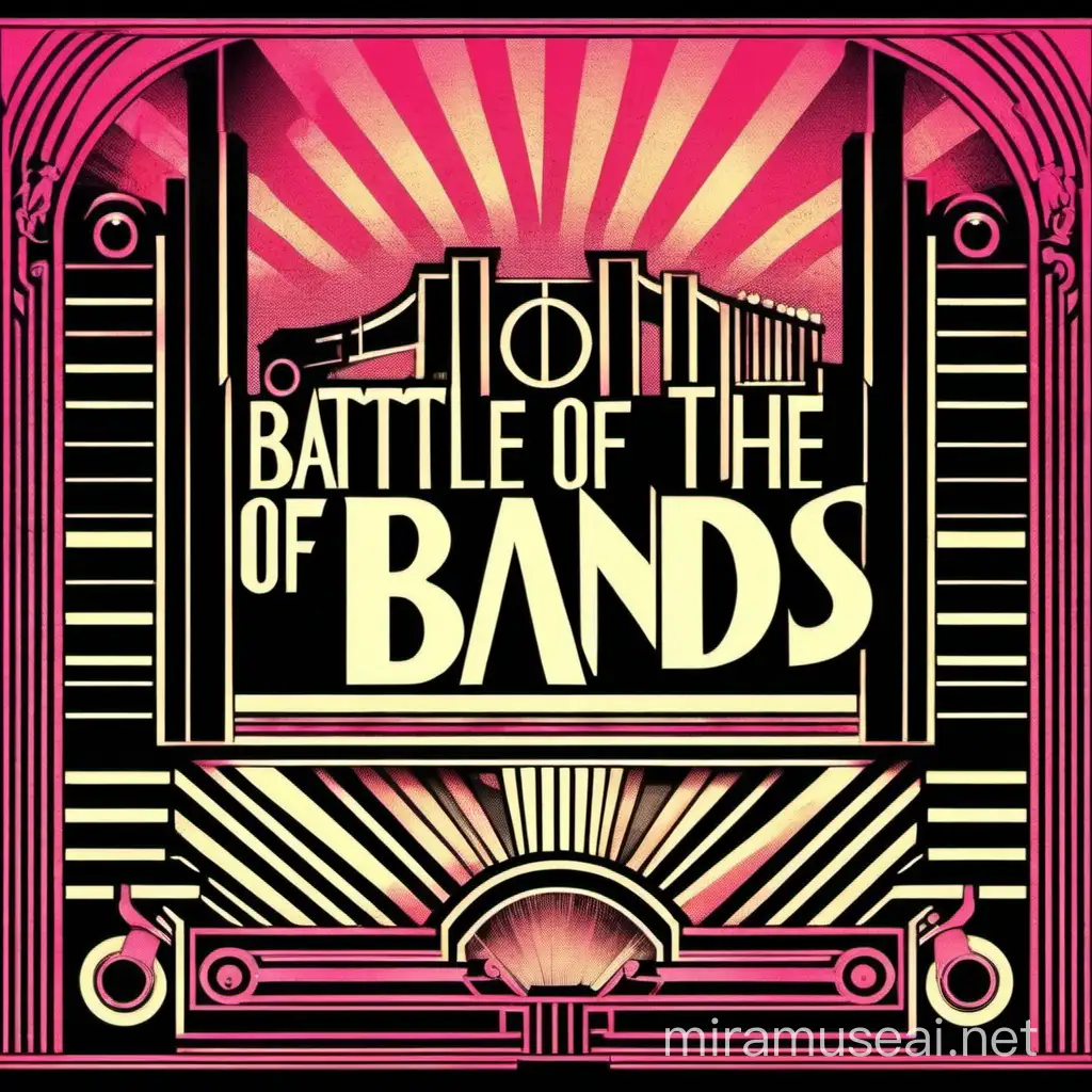 80s art deco battle of the bands gig poster