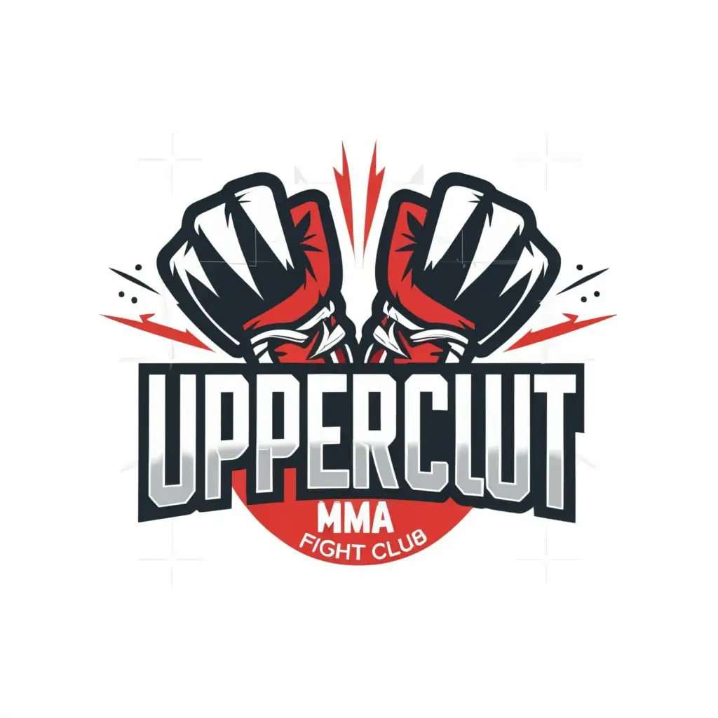 a logo design,with the text "uppercut", main symbol:MMA club, fight club, uppercut, round, black, white, red, person,complex,be used in Sports Fitness industry,clear background