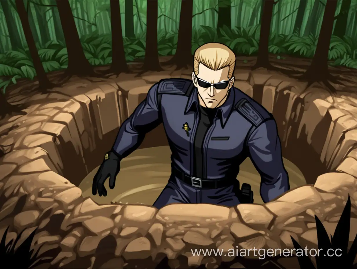 Albert-Wesker-Cartoonishly-Tumbling-into-Forest-Pit