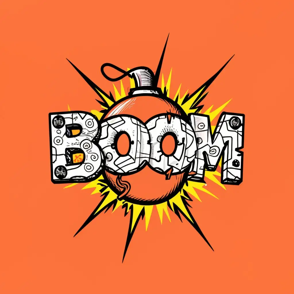 LOGO-Design-For-Boom-Explosive-Bomb-Theme-with-Ludo-Board-Game-Elements