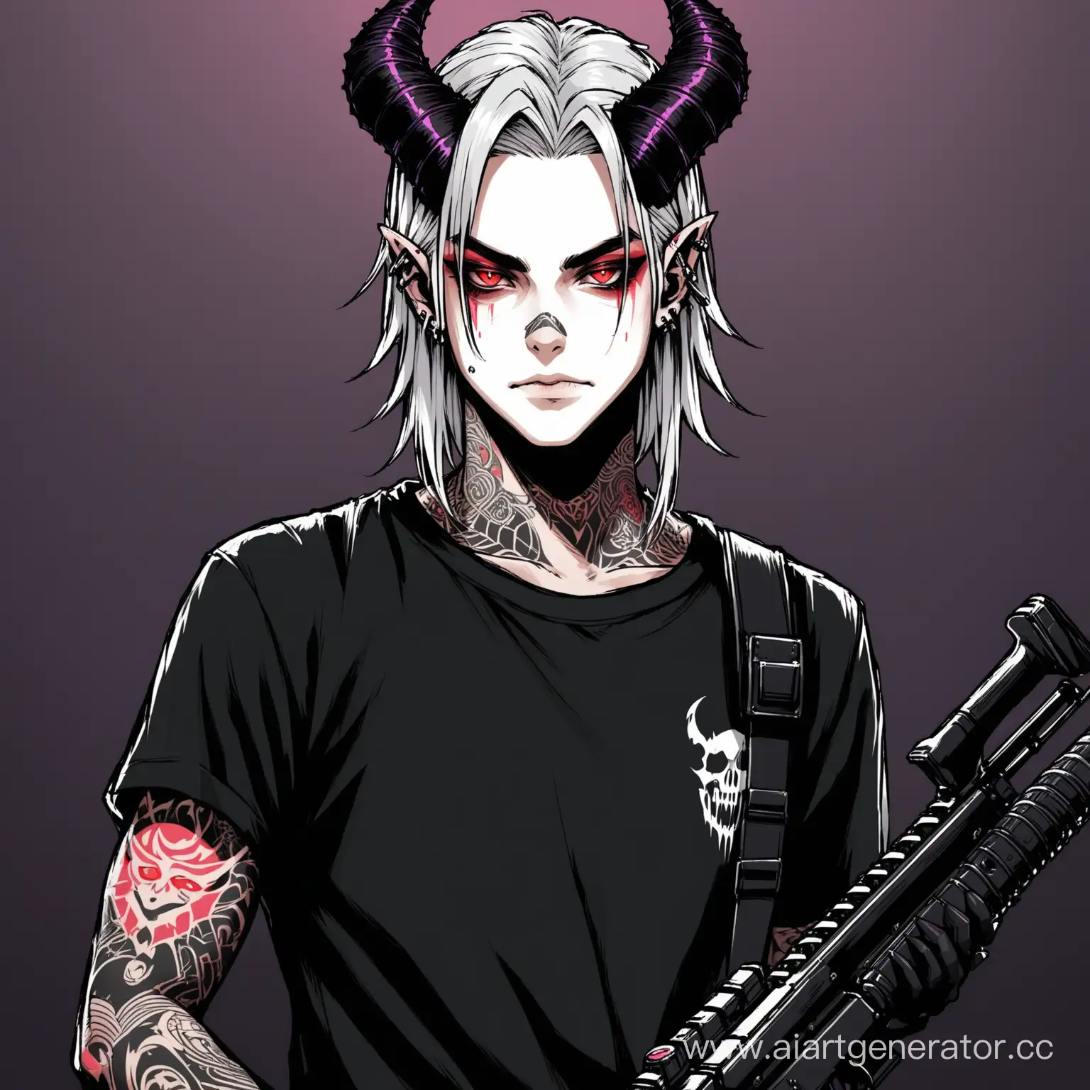 Cyberpunk-Warrior-with-Maleficent-Horns-and-Tattoos