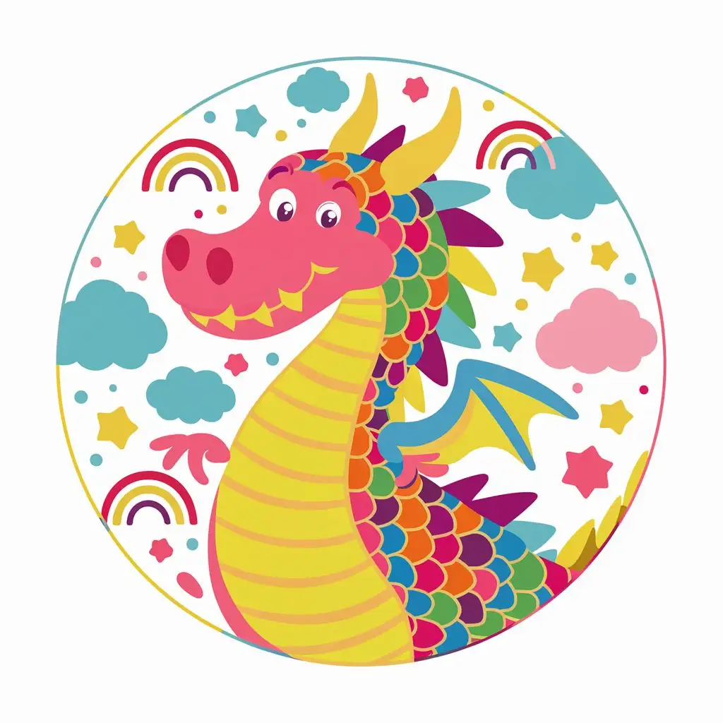circular design dragon themed suitable for a child
