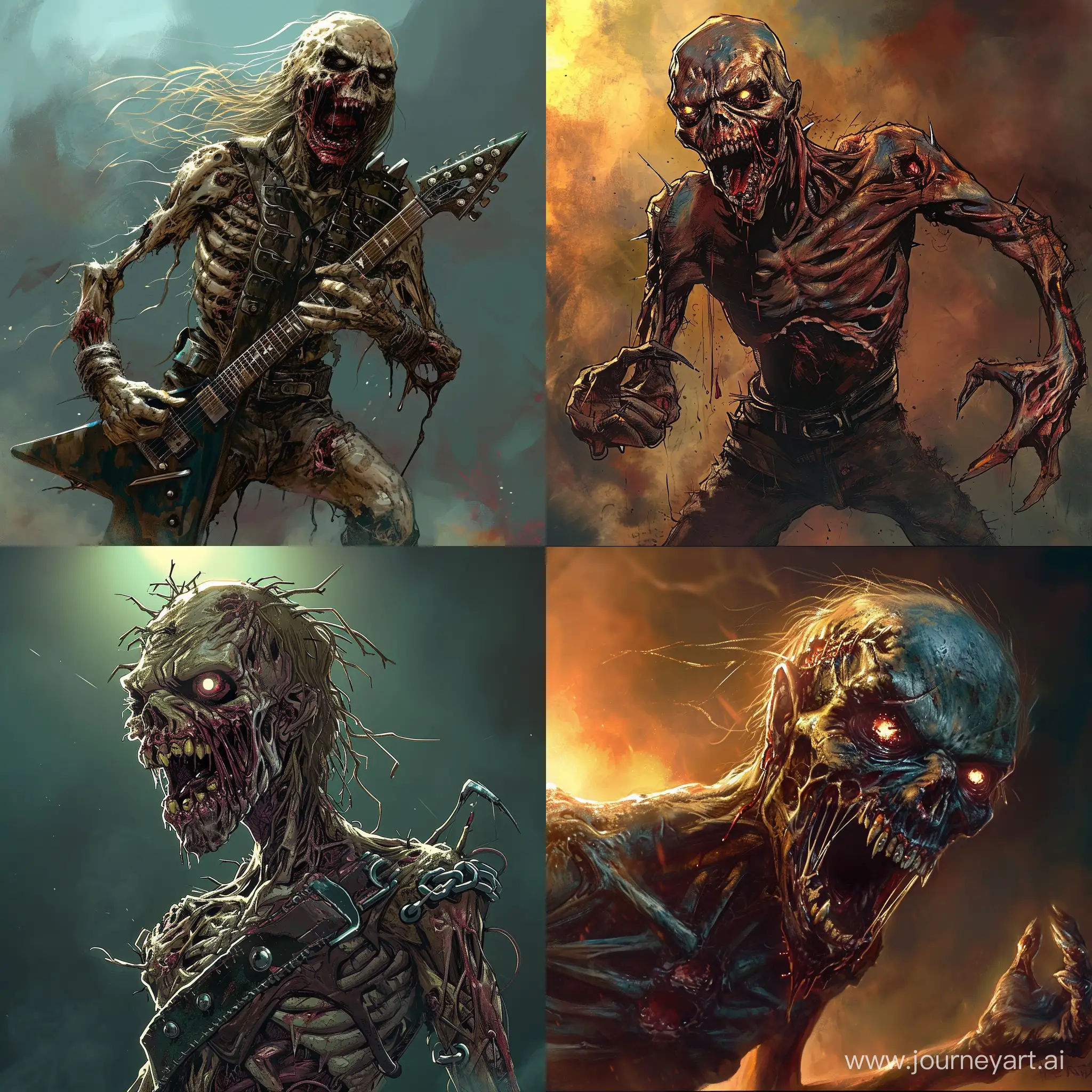 a zombie in the style of Iron Maiden